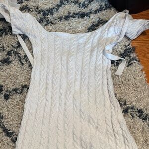 White Cable Knit Sweater dress